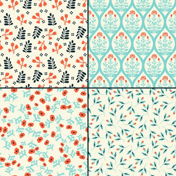 Seamless Decorative Vector Patterns Set — Stock Vector