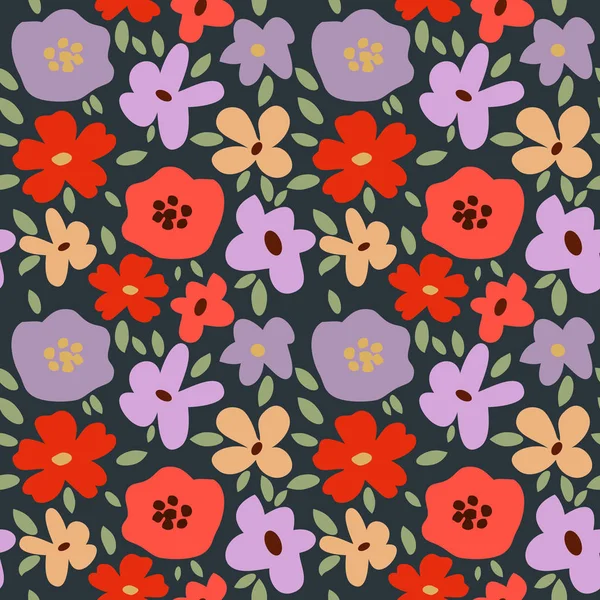 Nahtloses Muster Mit Dekorativen Blumen — Stockvektor