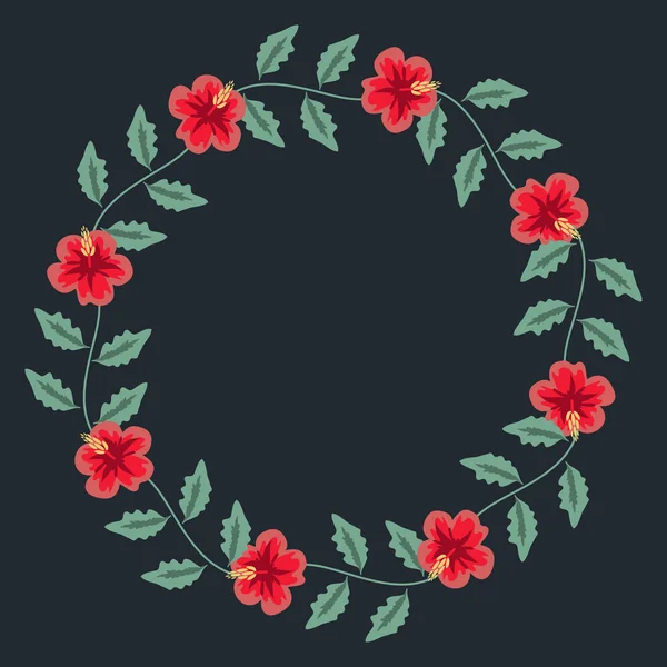 Cadre Décoratif Avec Fleurs Hibiscus — Image vectorielle