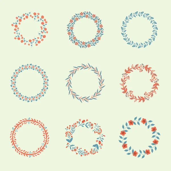 Cadre Décoratif Floral Ensemble Vectoriel — Image vectorielle