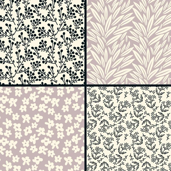 Seamless Patterns Decorative Flowers — Stock Vector