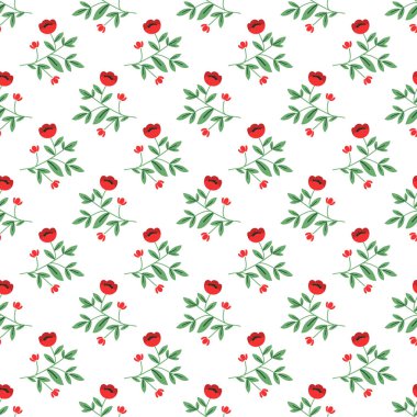 Dekoratif çiçeklerle kusursuz desen