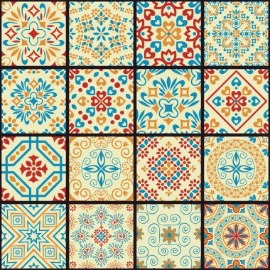 Sorunsuz dekoratif azulejo desenleri kümesi