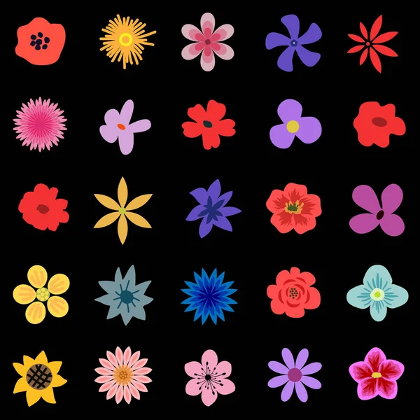 Conjunto Decorativo Flores Aisladas Vector — Vector de stock