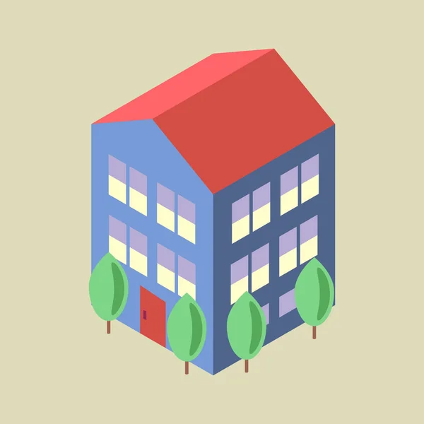 Isometric home with trees — Stock Vector