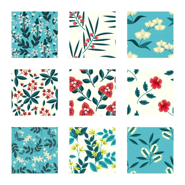 Tropical flowers pattern — Stock Vector