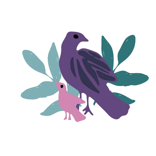 Aves y polluelos — Vector de stock