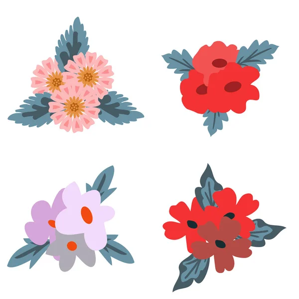 Ensemble de fleurs décoratives — Image vectorielle