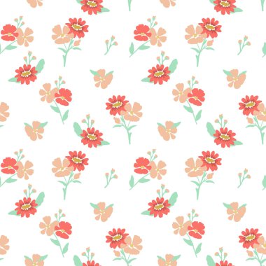 Dekoratif çiçeklerle kusursuz desen