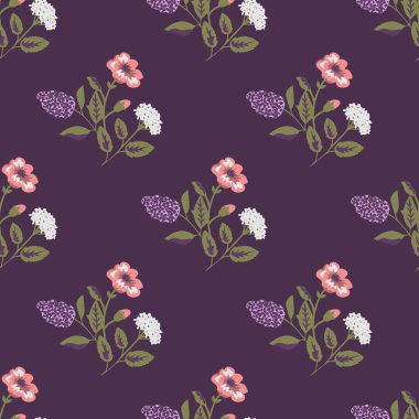 Dekoratif çiçeklerle kusursuz desen