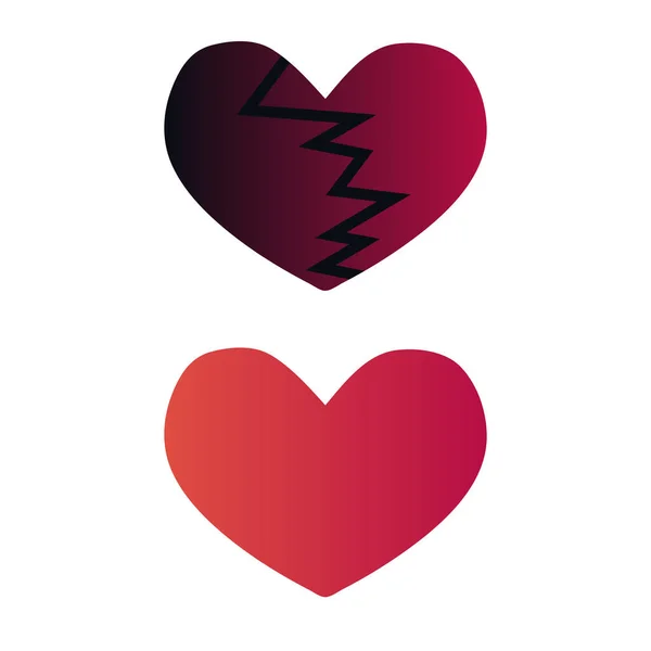 Heart Whole Broken Vector Icons — Stock Vector