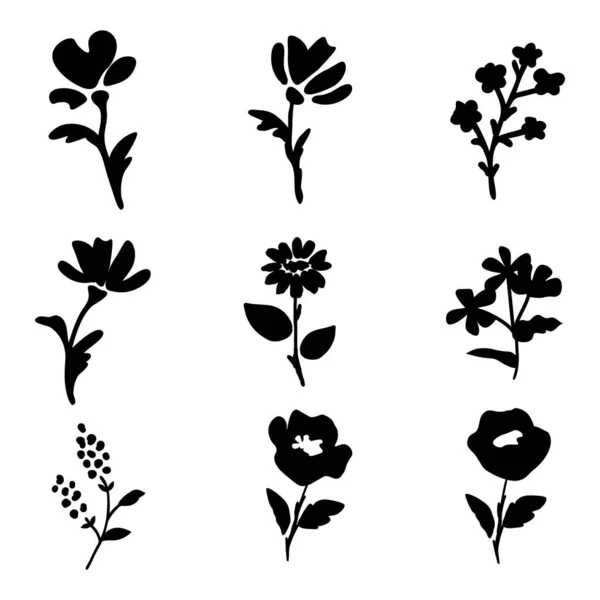 Vector Flowers Isolated Icons Collection — Stock Vector