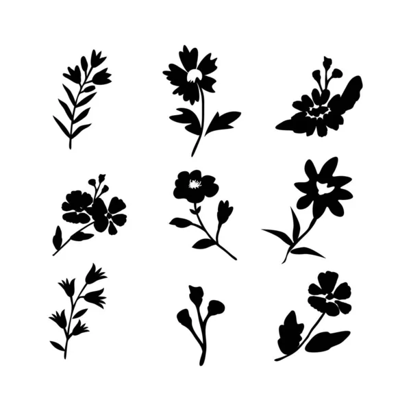 Collection Icônes Isolées Fleurs Vectorielles — Image vectorielle