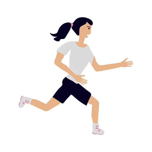 Κορίτσι Τρέχει Διάνυσμα Επίπεδη Απεικόνιση — Διανυσματικό Αρχείο