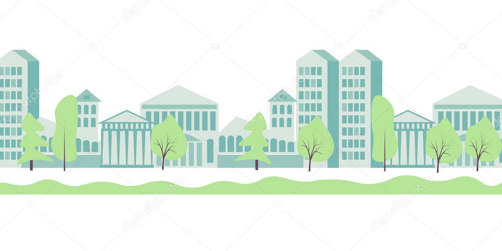 City horizontal background vector illustration
