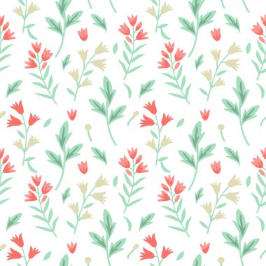 Dekoratif çiçeklerle kusursuz desen