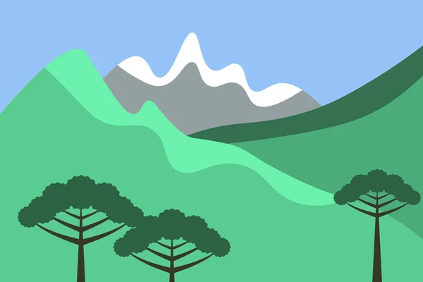 Chile Paisaje Vector Fondo Con Araucarias — Vector de stock