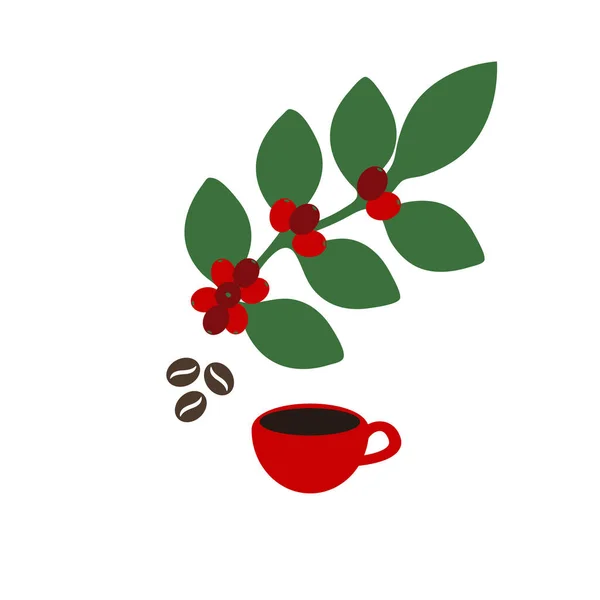 咖啡枝和杯子插图 — 图库矢量图片