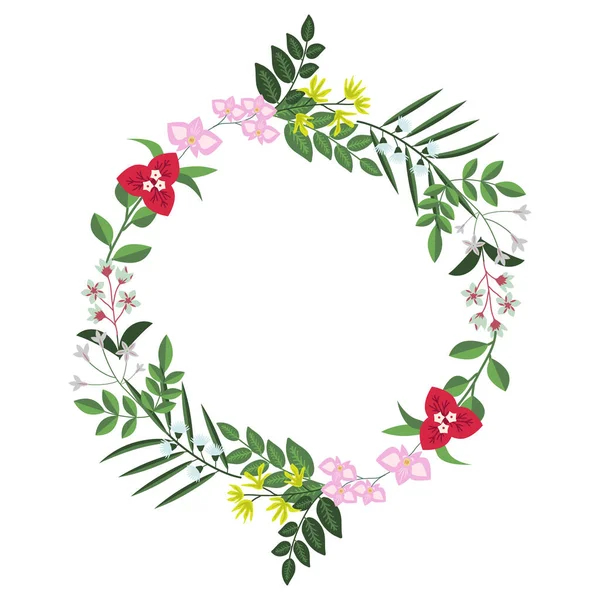 Tropical Flowers Wreath Vector Illustration — Stock Vector