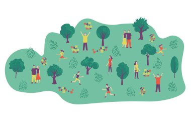 Park ve yürüyen vektör çizimleri