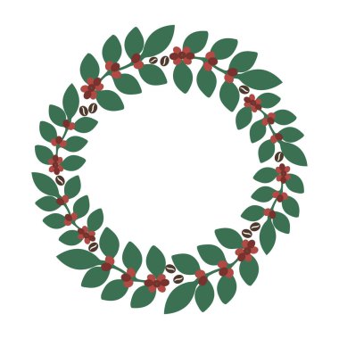 Kahve dalları izole vektör çelengi