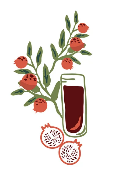 Pomegranate Juice Contemporary Vector Illustration — Stock Vector