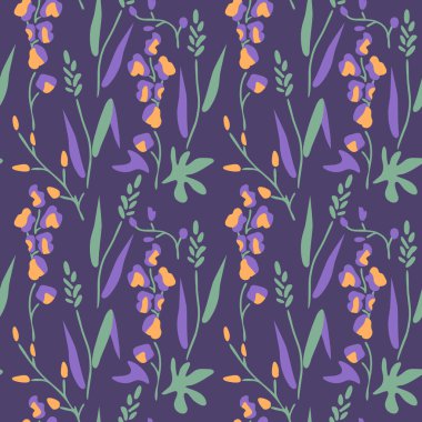 Dekoratif çiçeklerle kusursuz desen