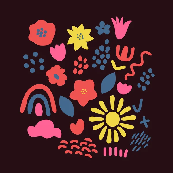 Flores Vectoriales Contemporáneas Otros Elementos — Vector de stock