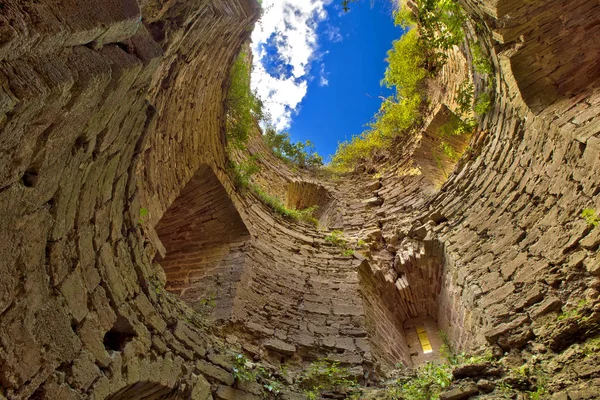 Una Mirada Desde Una Torre Piedra Redonda Medieval Sin Techo — Foto de Stock