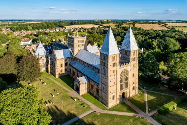 Southwell Mister Romaanse Kathedraal Nottinghamshire Engeland Verenigd Koninkrijk Luchtfoto — Stockfoto