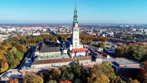 Polónia Checoslováquia Jasna Gora Fortificou Mosteiro Igreja Colina Local Histórico — Vídeo de Stock
