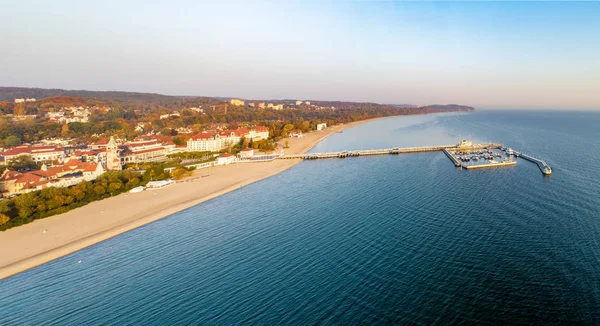 Amplio Panorama Aéreo Sopot Resort Cerca Gdank Polonia Luz Del — Foto de Stock