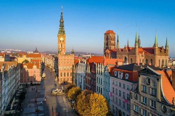 Polonia Gdansk Old City Skyline Con Medievale Gotica Cattedrale Santa — Foto Stock