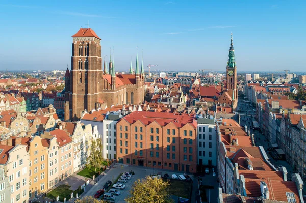 Staré město Gdaňsk, Polsko. Letecký pohled — Stock fotografie