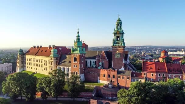 Krakov Polsko Gotická Katedrála Zvonici Slavným Sigismunem Dzwon Zygmunta Renesančním — Stock video