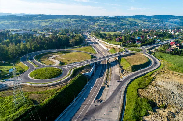 Skrzyżowanie autostrad w budowie w Polsce — Zdjęcie stockowe