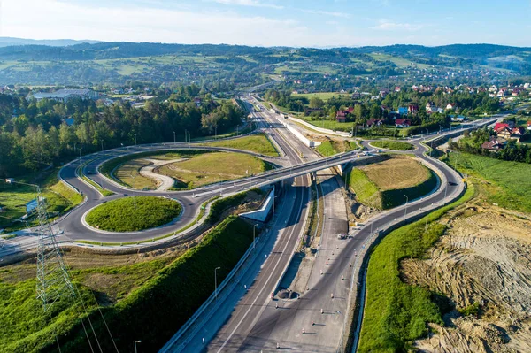 Snelweg kruising in aanbouw in Polen — Stockfoto