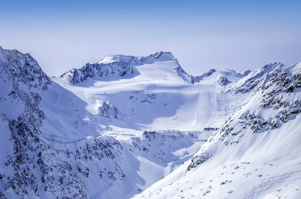Skigebied op de Rettenbach Gletscher, Sölden, Oostenrijk — Stockfoto
