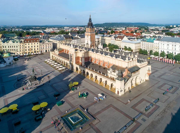 Main Market Square in Krakow, Poland. Aerial view. — Stock Photo, Image