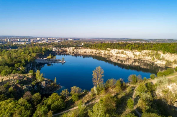 Krakow Polen Zakrzowek Sjö Med Branta Klippor Stället För Tidigare — Stockfoto