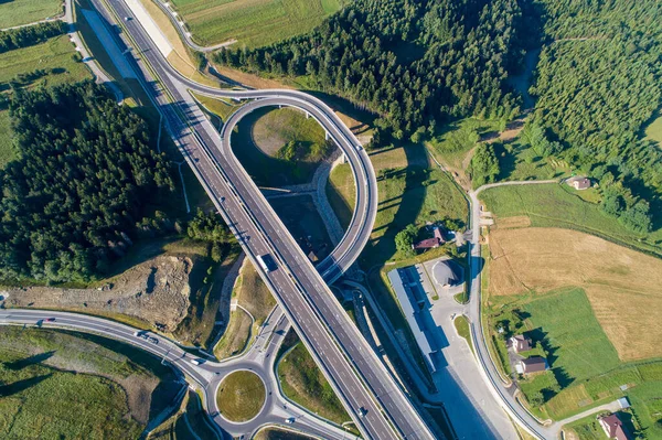 Nowa Autostrada Polsce Drodze Krajowej E77 Nazwie Zakopianka Skrzyżowanie Skrzyżowanie — Zdjęcie stockowe