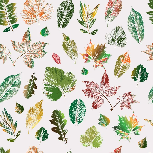 Las Hojas Son Siluetas Colores Árboles Arbustos Patrón Sin Costuras — Archivo Imágenes Vectoriales