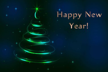 vektör çizim, soyutlama mavi arka plan, Festival köknar ağacı-Noel, yeni yıl