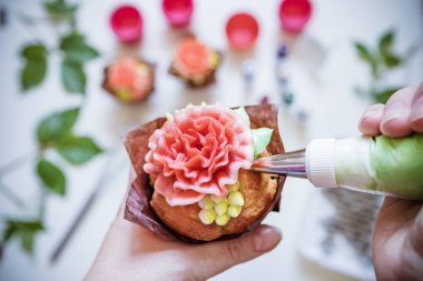 rose, Kore buttercream, tatlı ile Cupcake