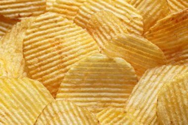 patates cipsi, kabarık gıda arka plan makro fotoğraf
