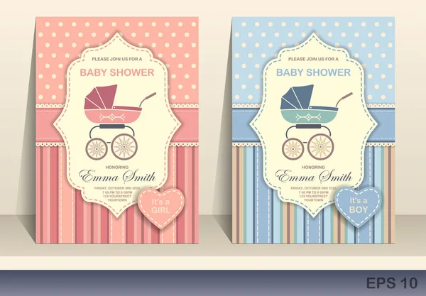 Baby Shower Diseño Tarjeta Invitación Para Niño Niña — Vector de stock