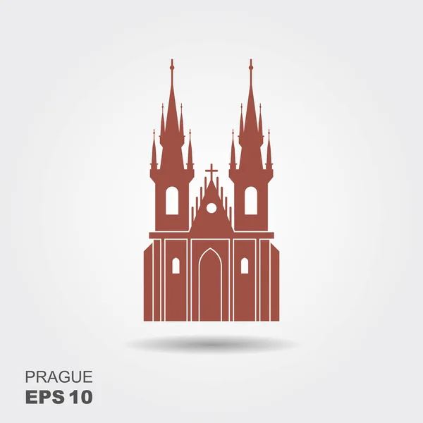 Church Our Lady Tyn Symbol Prague Czech Republic Flat Icon — Stock Vector