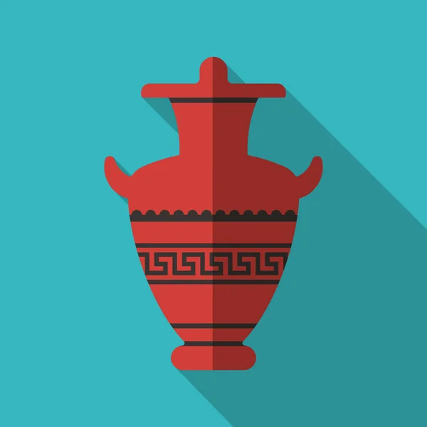 Antique Greek Vase Stylized Flat Icon Wint Shadow — Stock Vector