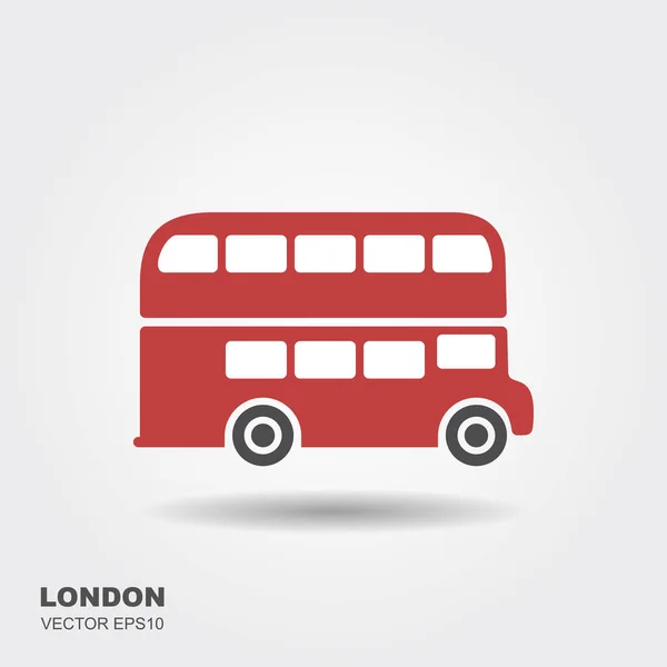 Londra Düz Kırmızı Çift Katlı Otobüs Vektör Simgesi — Stok Vektör