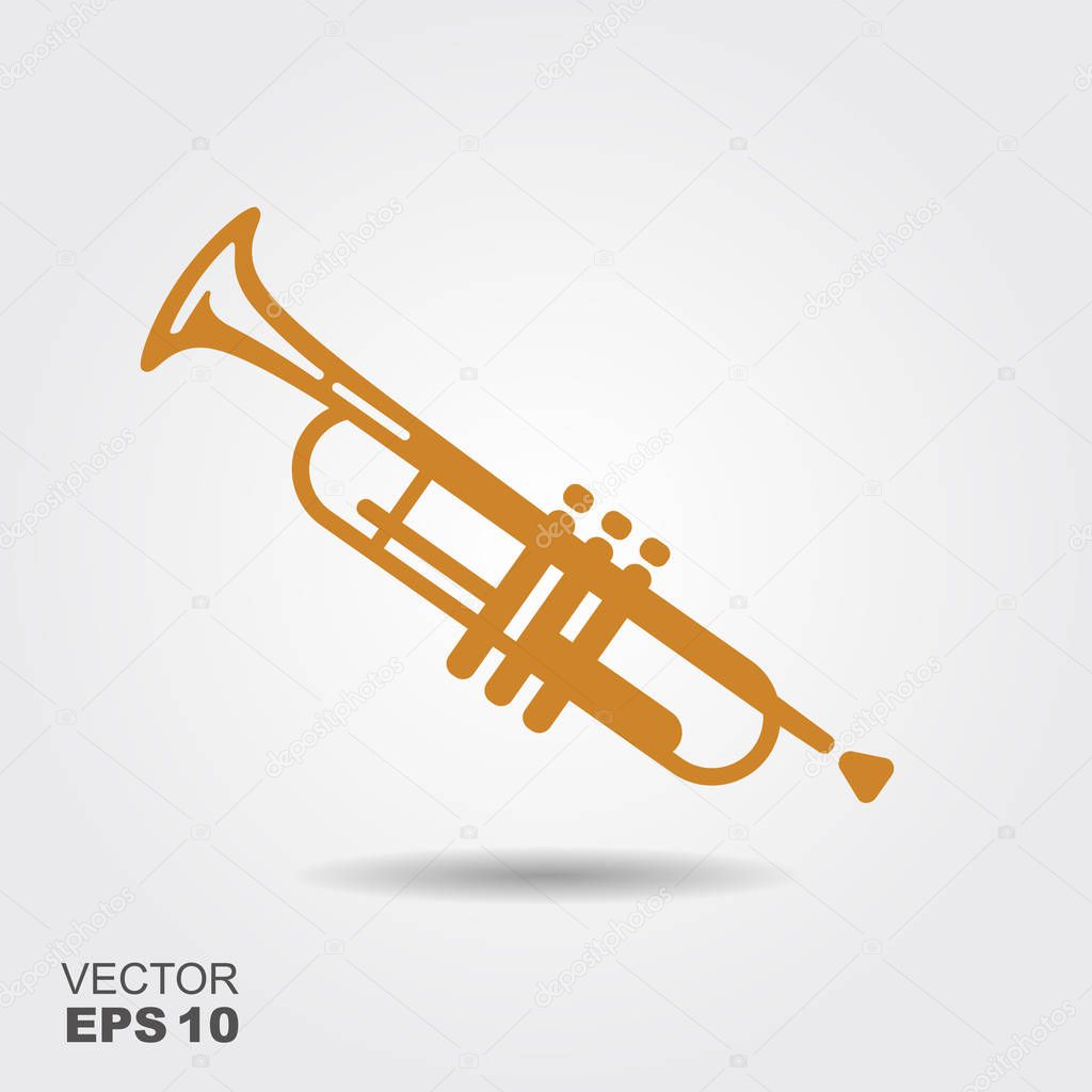 Simple icon Trumpet. Vector flat icon with shadow